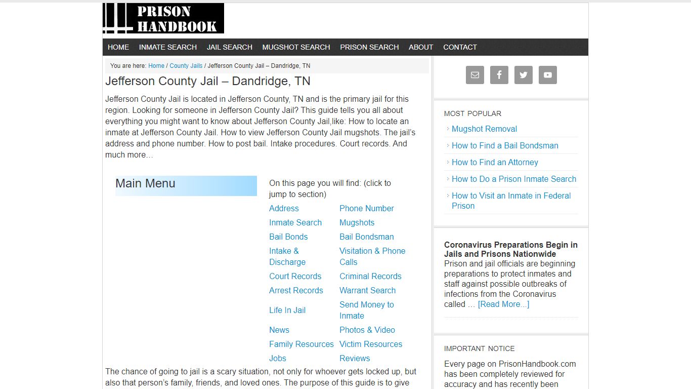 Jefferson County Jail – Dandridge, TN - Prison Handbook